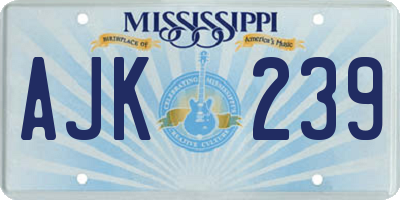 MS license plate AJK239