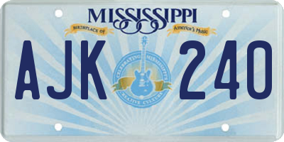 MS license plate AJK240