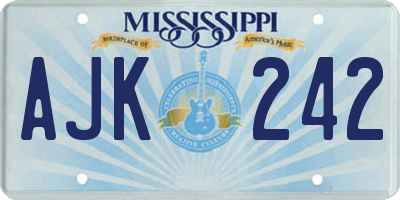MS license plate AJK242