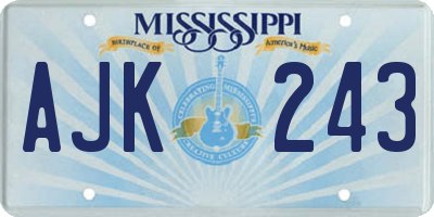 MS license plate AJK243