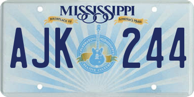 MS license plate AJK244