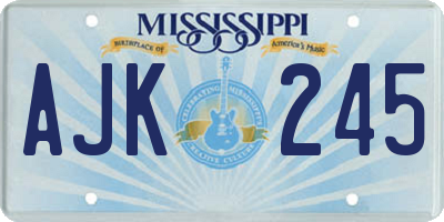 MS license plate AJK245