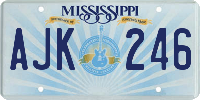 MS license plate AJK246