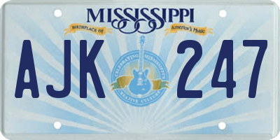 MS license plate AJK247