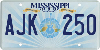 MS license plate AJK250
