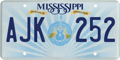 MS license plate AJK252
