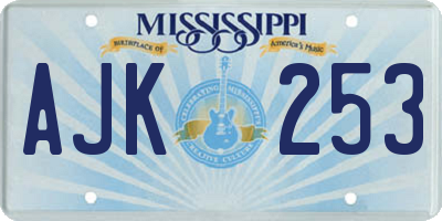 MS license plate AJK253