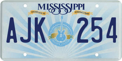 MS license plate AJK254