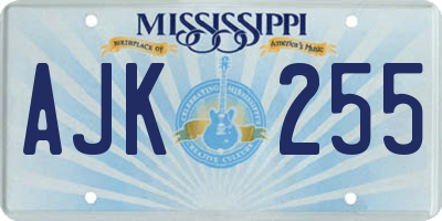 MS license plate AJK255
