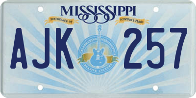 MS license plate AJK257
