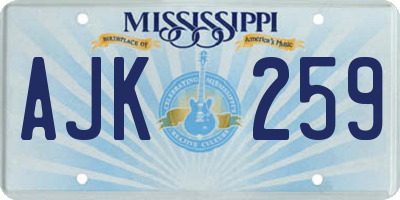 MS license plate AJK259