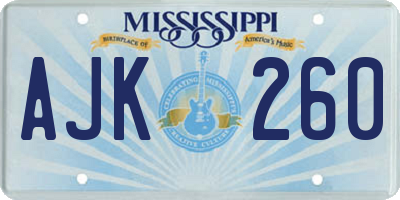 MS license plate AJK260