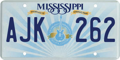 MS license plate AJK262