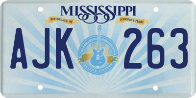 MS license plate AJK263