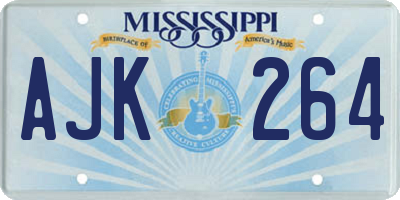MS license plate AJK264