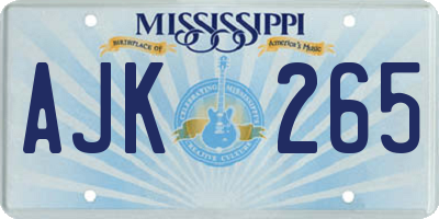 MS license plate AJK265