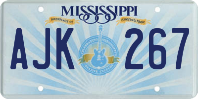 MS license plate AJK267