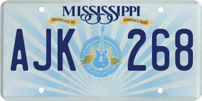 MS license plate AJK268