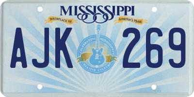 MS license plate AJK269