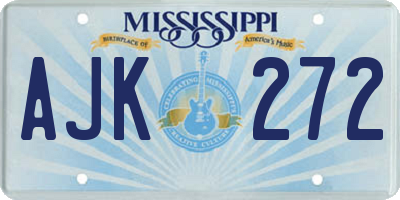 MS license plate AJK272