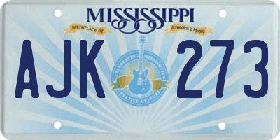 MS license plate AJK273
