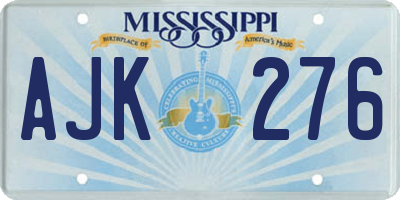 MS license plate AJK276