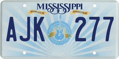 MS license plate AJK277