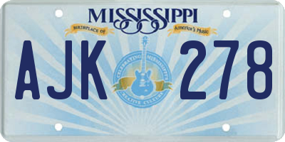 MS license plate AJK278
