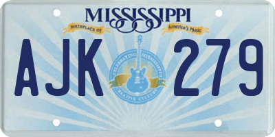 MS license plate AJK279