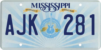 MS license plate AJK281