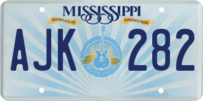 MS license plate AJK282