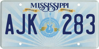 MS license plate AJK283