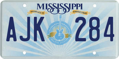 MS license plate AJK284