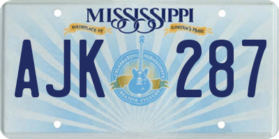 MS license plate AJK287