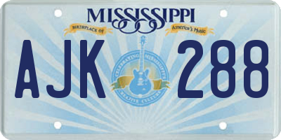 MS license plate AJK288