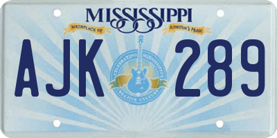 MS license plate AJK289
