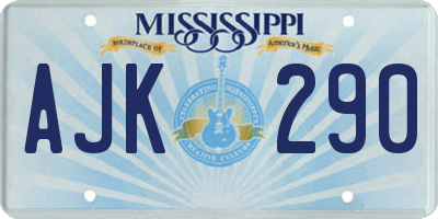MS license plate AJK290