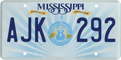 MS license plate AJK292