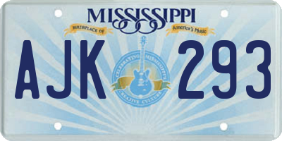 MS license plate AJK293