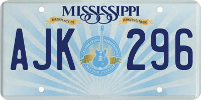 MS license plate AJK296