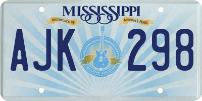 MS license plate AJK298