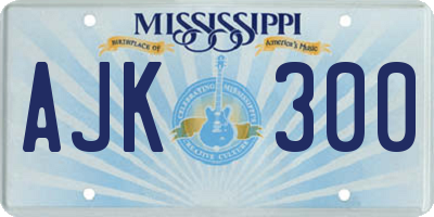 MS license plate AJK300