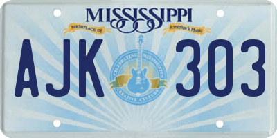 MS license plate AJK303