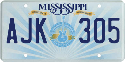 MS license plate AJK305