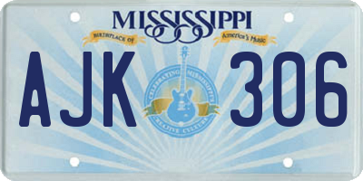 MS license plate AJK306