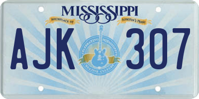 MS license plate AJK307
