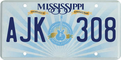 MS license plate AJK308