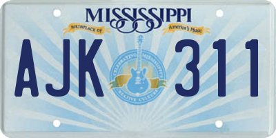 MS license plate AJK311