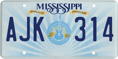 MS license plate AJK314