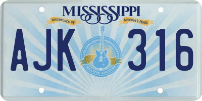 MS license plate AJK316